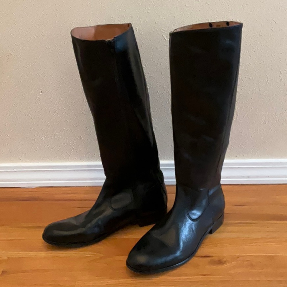 Kenneth Cole Black Knee-High Leather Boots
